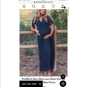 Pink Blush Navy Lace Maternity Dress XL